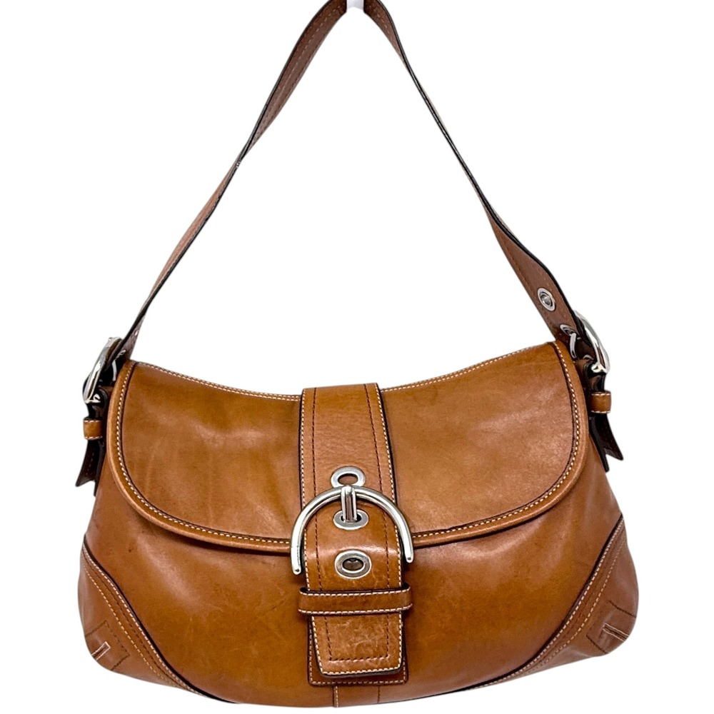 Y2K Coach Soho Shoulder Bag Saddle Brown Cognac Leather Flap  Style F10192